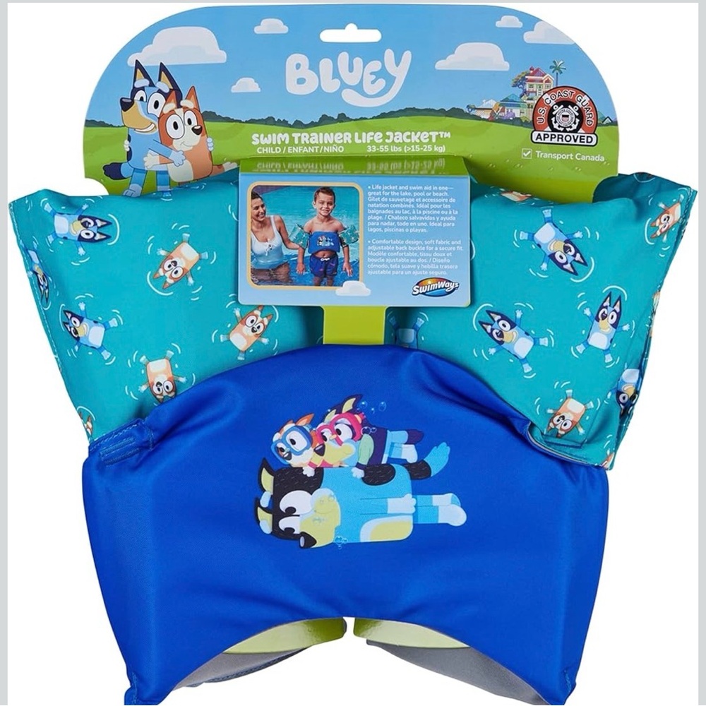 SwimWays Bluey Swim Trainer life jacket personal flotation device child 33-55#